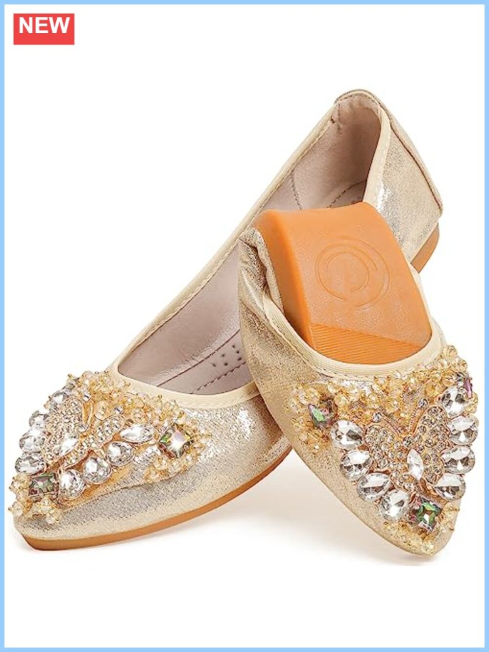 Women's Ballet Flat Shoes Rhinestones Bow Wedding Slip On Flats Comfort